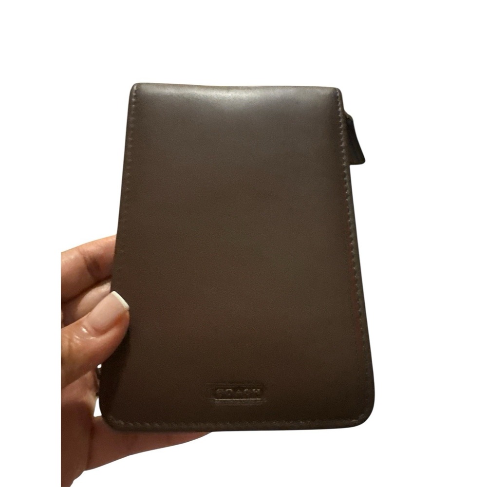 COACH palm pilot case vintage brown leather zips around card holder pockets Y2K